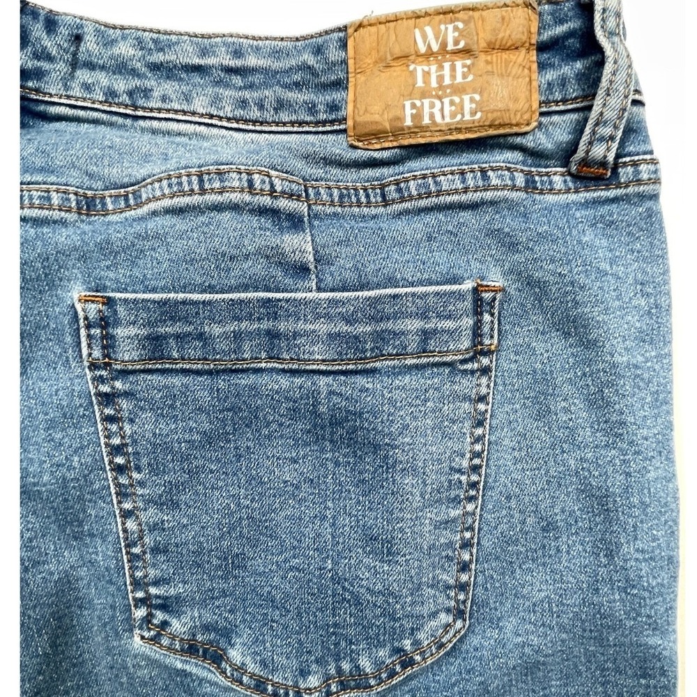 Free People πΈ We The Free Croppedβ Women's Jeans 35 Raw Hem Straight Leg Boho - Picture 6 of 10